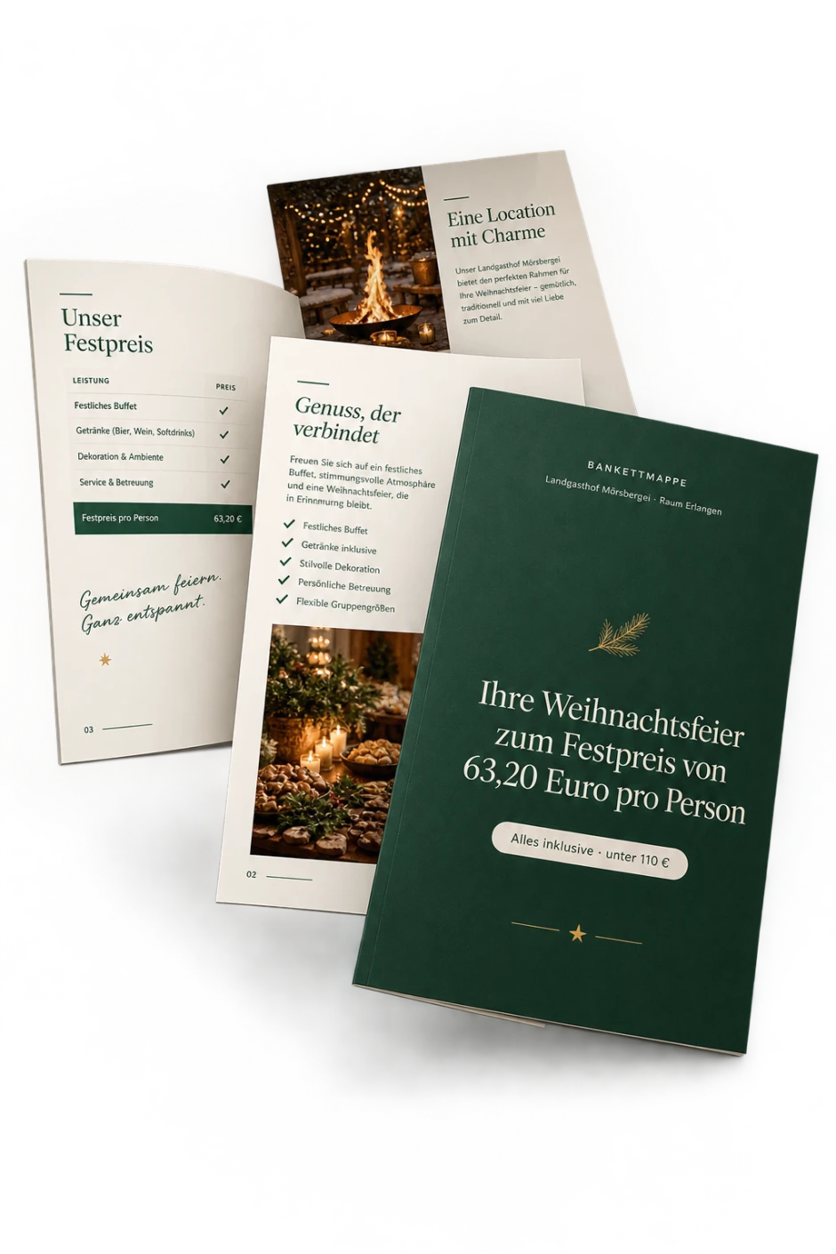 Bankettmappe für Ihre Firmen-Weihnachtsfeier im Landgasthof Mörsbergei